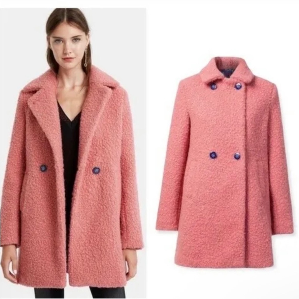 Desigual Abrig Kale Women Pink Teddy Coat US 4/EU 38